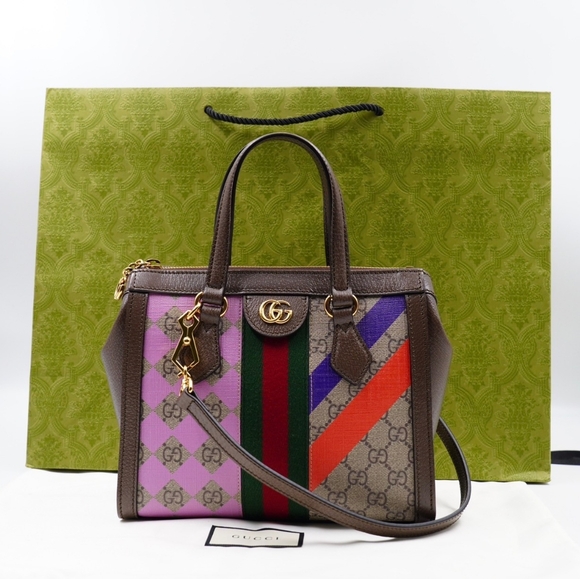 AJ56❤️Gucci Geometric GG Supreme Ophidia Tote - Picture 2 of 16